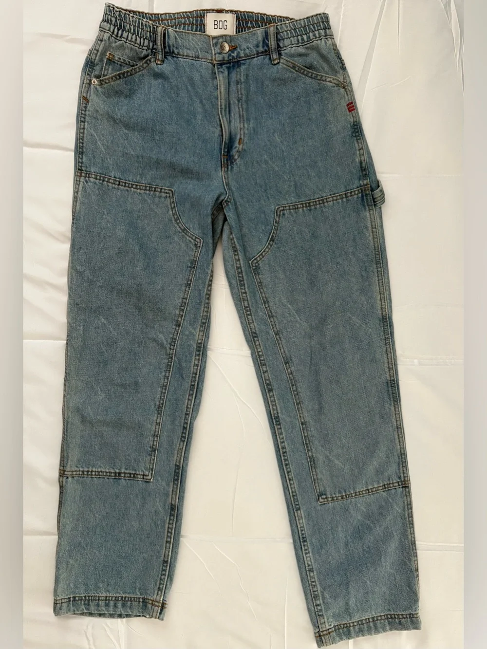 BDG Urban Outfitters Mens Denim Double Knee Carpenter Pant Light Blue Wash 32x31